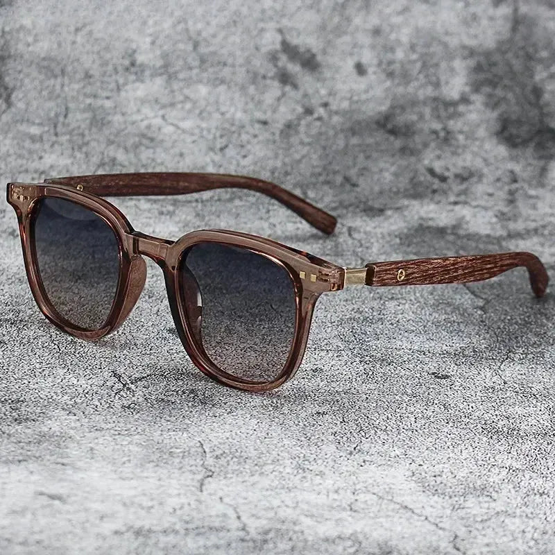 Sunglasses for Men Women's Trendy Retro Wood Grain Polarized UV Protection Eyewear Cycling Outdoor Street Photography - Evallys.com