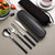 Portable Cutlery Set for Camping & Travel 4pcs Stainless Steel Knife, Fork, Spoon Kit with Storage Box