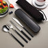 Portable Cutlery Set for Camping & Travel 4pcs Stainless Steel Knife, Fork, Spoon Kit with Storage Box