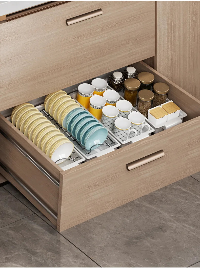 Kitchen Pull Out Dish Racks With Drainboard Drawer Storage Sliding Mesh Cabinet Basket for Accessorie Pull Out Cabinet Organizer