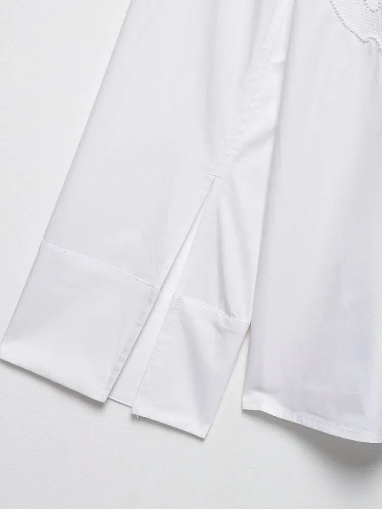 HipSeam Embroidery Shirt – Elegant Women’s Casual Long Sleeve Blouse - Evallys.com