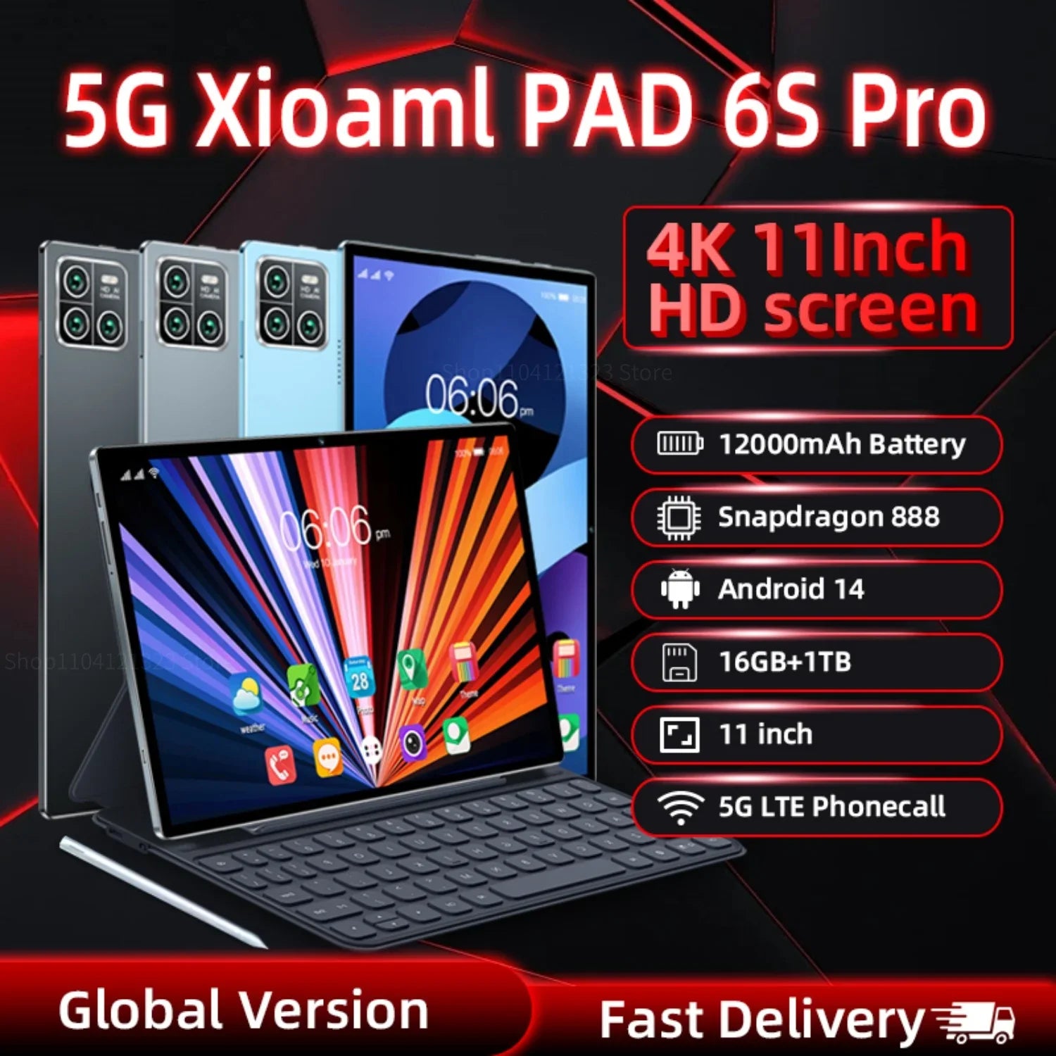 Global Version Original Xioami Pad 6S Pro Tablets PC 11inch HD 4K Android 14 16GB+1T 12000mAh 5G Dual SIM Bluetooth WiFi GPS Tab - Evallys.com # #