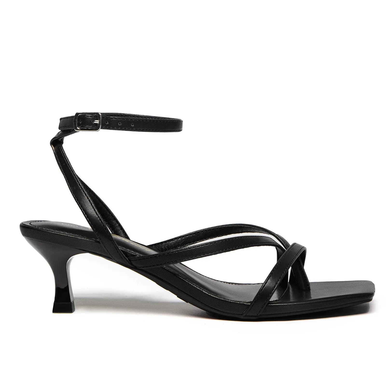 Women's Strappy Kitten Heels Square Toe Flip Flops Low Heels Ankle Strap Party Dress Thong Heeled Sandals - Evallys.com