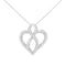 14K White Gold 1/4 cttw Round Cut Diamond Heart and Ribbon Center Pendant Necklace (H-I, I1-I2) - Evallys.com # #