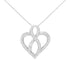 14K White Gold 1/4 cttw Round Cut Diamond Heart and Ribbon Center Pendant Necklace (H-I, I1-I2) - Evallys.com # #