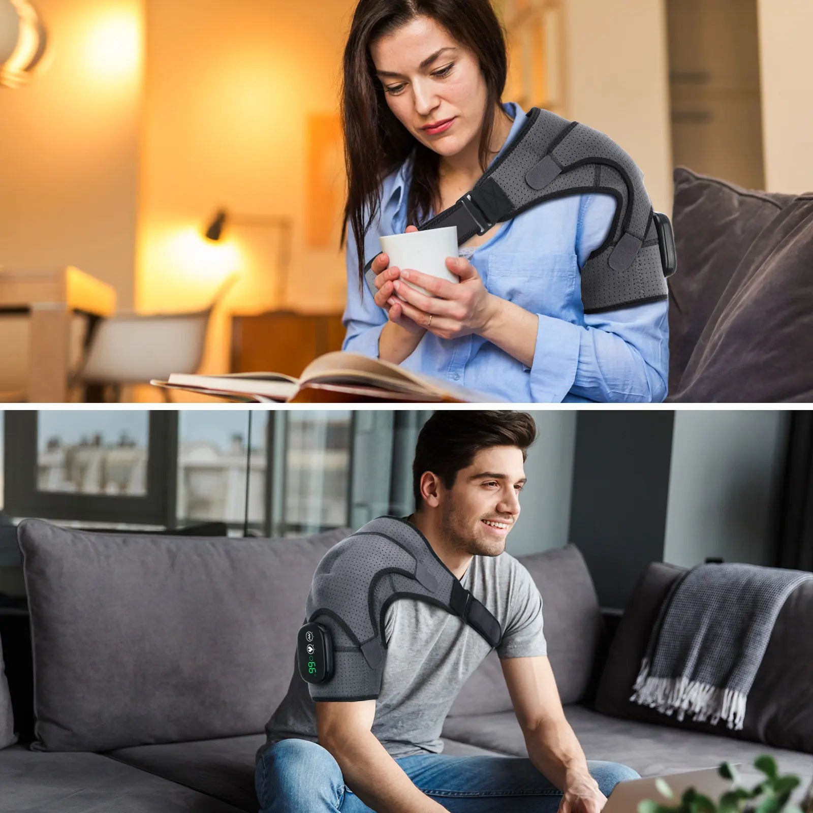 Electric Heating Shoulder Massage Heated Back Shoulder Brace Adjustable Heating Shoulder Massage Belt For Arm Muscle Relaxation