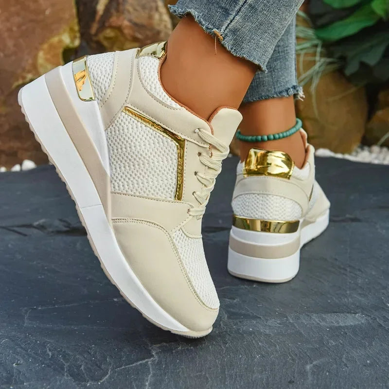 Women’s Rhinestone Sneakers – Fashion Lace-Up, Thick Sole & Non-Slip - Evallys.com