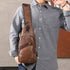 Men’s PU Leather Chest Bag – USB Charging Travel Crossbody Messenger - Evallys.com