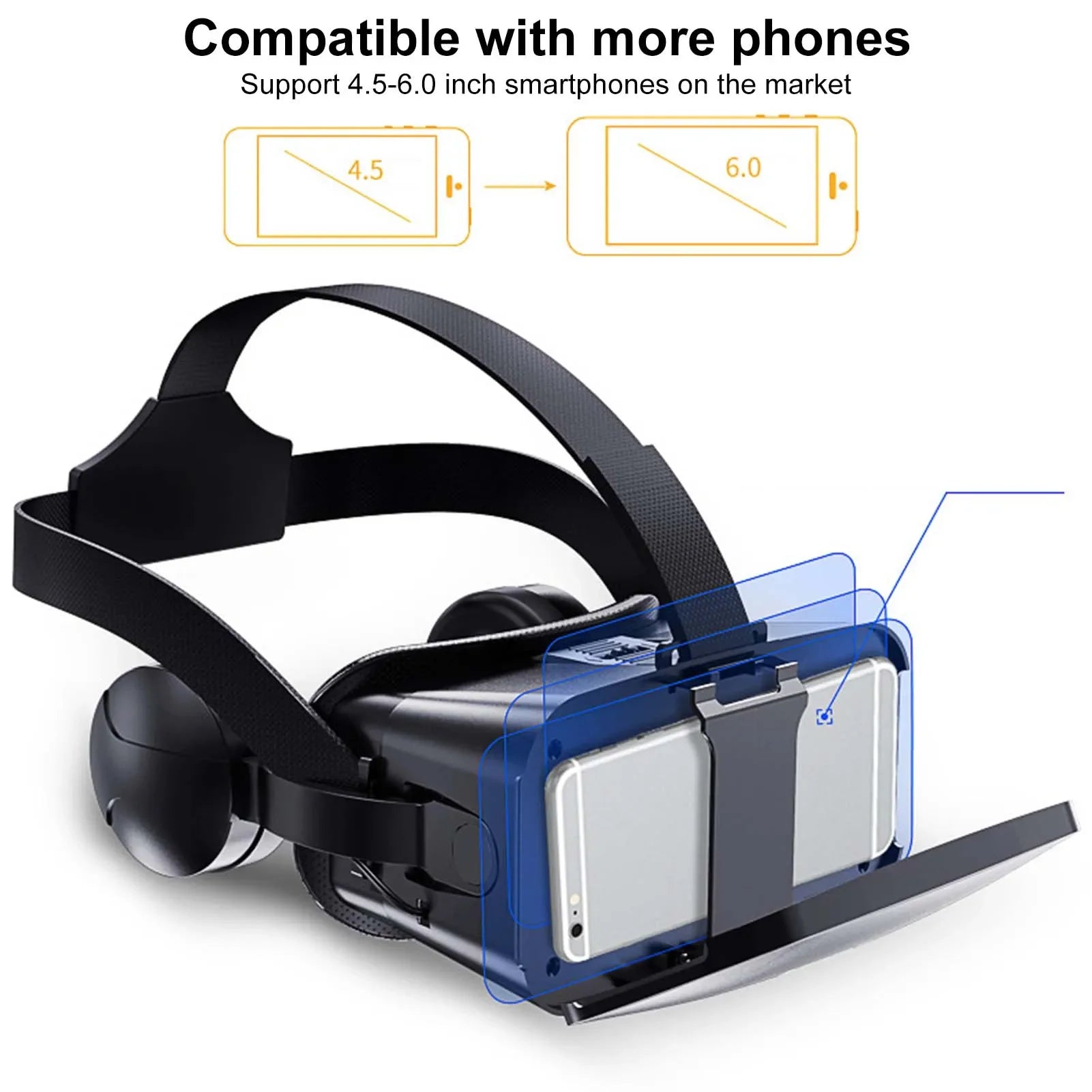 Adjustable VR Glasses HiFi Headset Immersive 3D Virtual Reality Glasses For IOS Android PC With Wireless Handle Eye Protection - Evallys.com