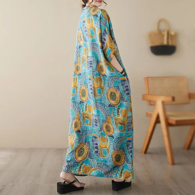 Bohemian Summer Maxi Dress – Vintage Loose Beach Streetwear - Evallys.com