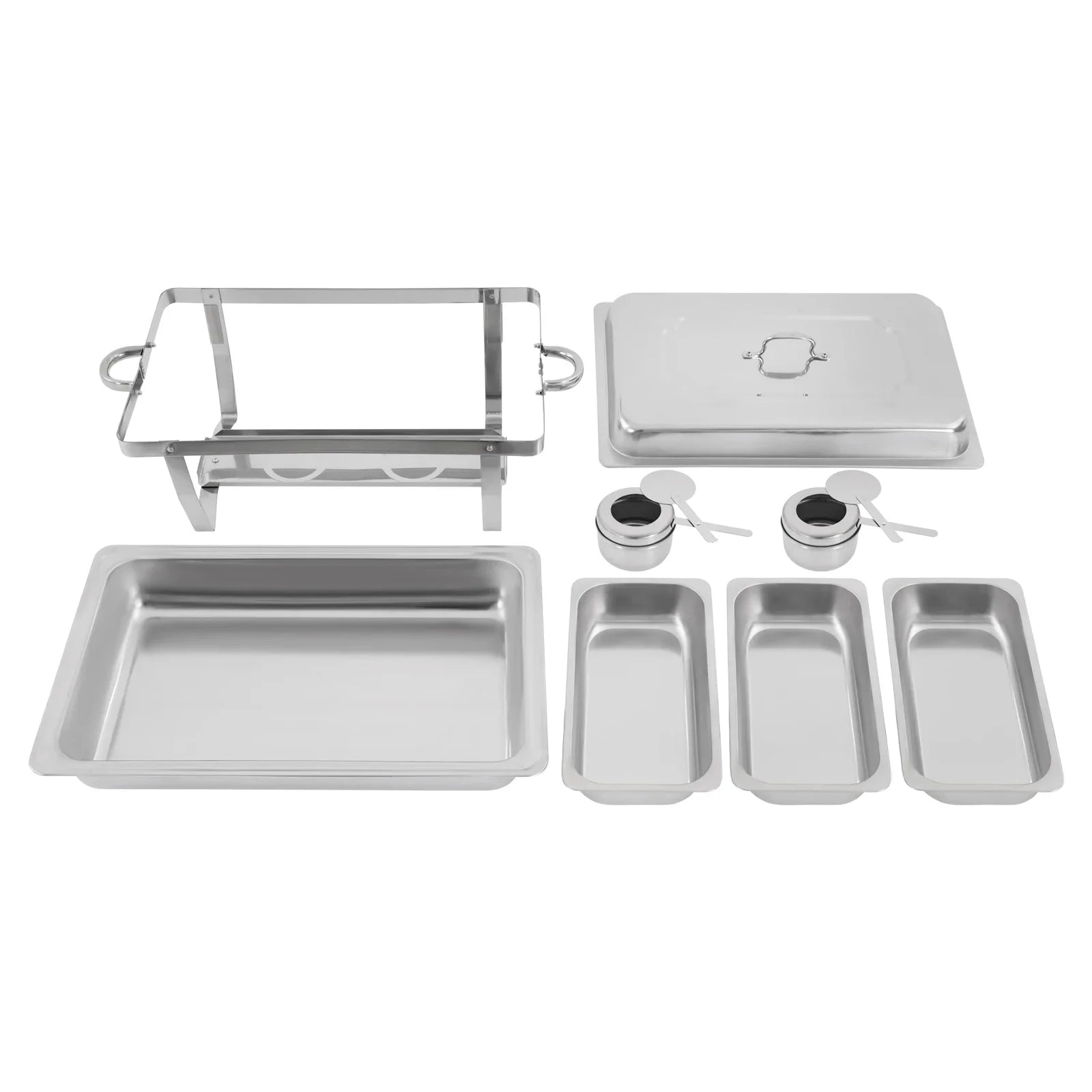 Chafing Dish Buffet Set,Gatherings Self-service Stove Food Plates,410 Stainless Steel Buffet Dishes Set,with 3 Food Compartments