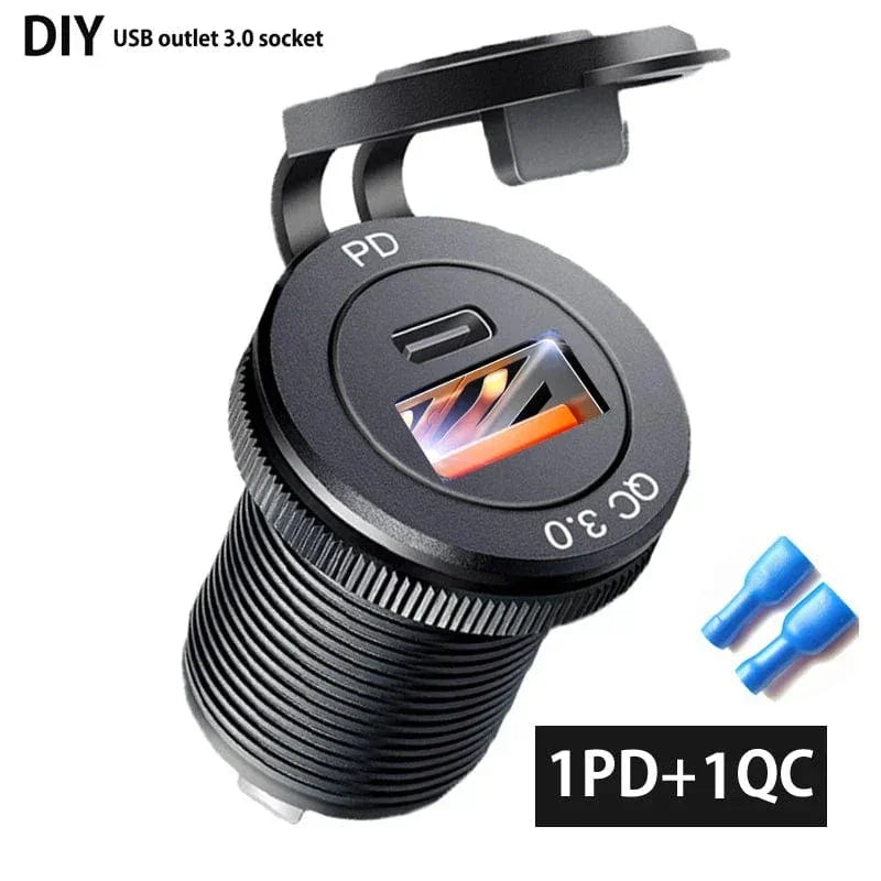 USB C Car Charger Socket DC Super Fast Charging QC3.0 & PD for 12V/24V Car Marine ATV type c port socket for Audi q5 a8 a1 a3 4 - Evallys.com