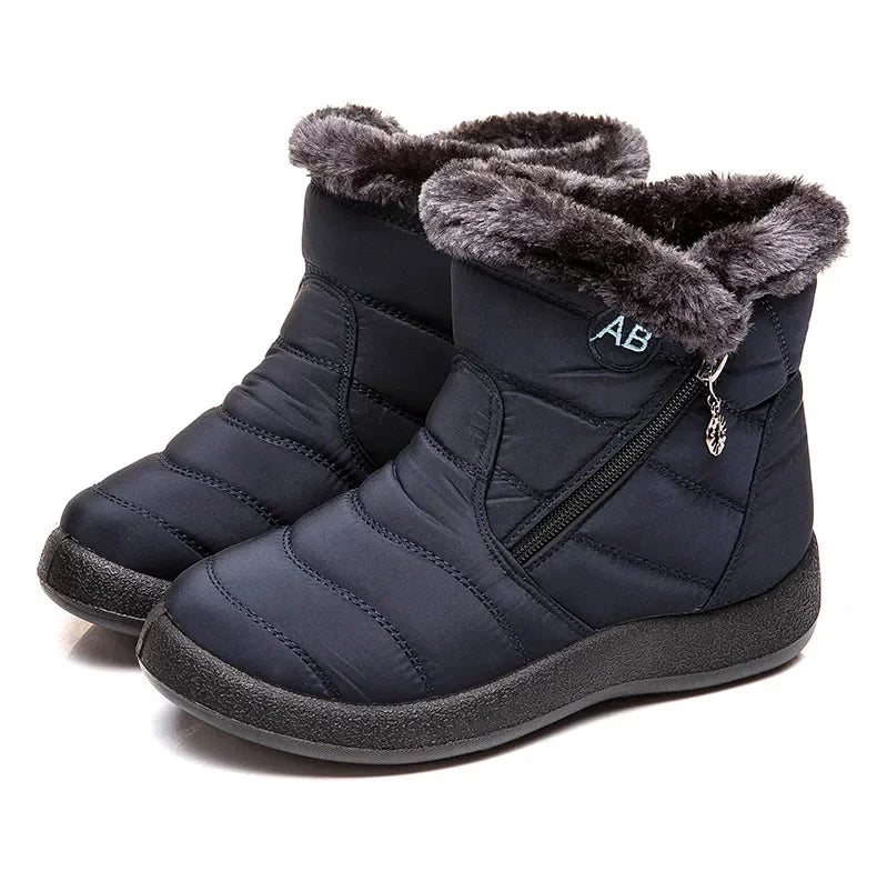 Women's Boots Women's Ankle Boots With Fur Winter Shoes Women Low Heels Winter Boots Snow Waterproof Botas Mujer Winter Footwear - Evallys.com