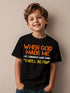 When God Made Me He Grinned and Said funny Sarcastic Saying Novelty Aesthetic Graphic Kid T-Shirt Casual Kid T Shirts Trending T - Evallys.com