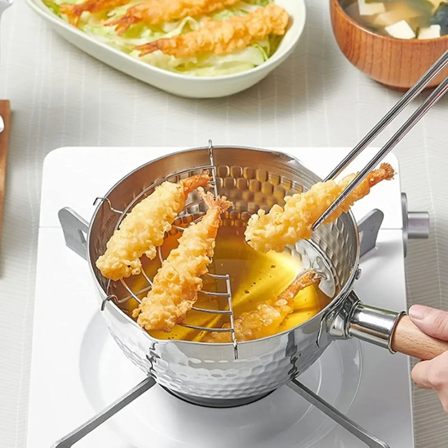 Stainless Steel Saucepan with Lid Solid wood handle with hook Multipurpose Sauce Pan with Pour Spouts, Sauce Pot, Cooking Pot - Evallys.com
