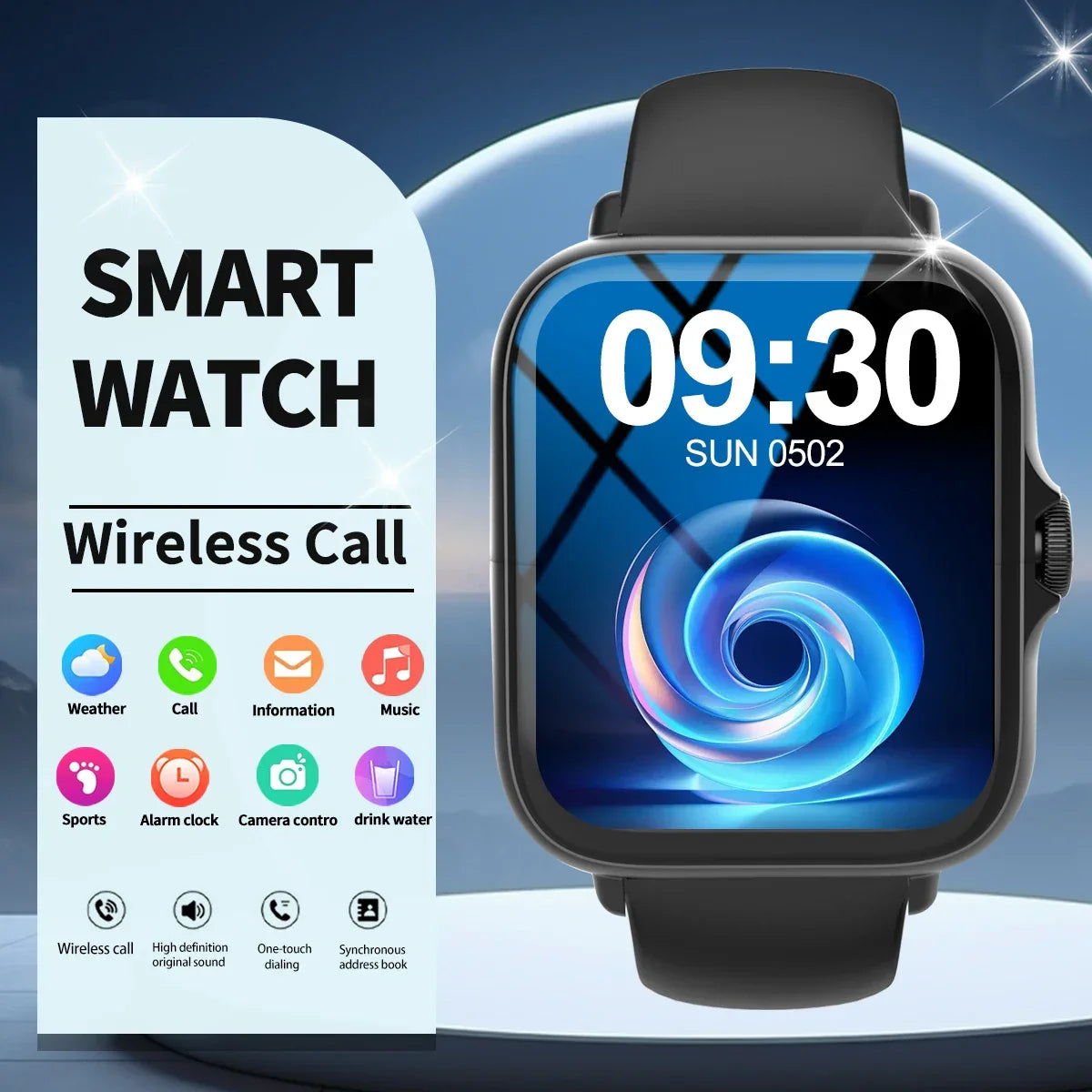 Hot Smart watch, wireless call/wireless music, message reminder,custom dial wallpaper and other functions, unisex - Evallys.com