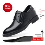 3/6/8 CM Elevator Shoes Men Dress Shoes Black Soft Leather Men Heighten Formal Shoes Casual Business Men Oxfords Suit Shoes - Evallys.com