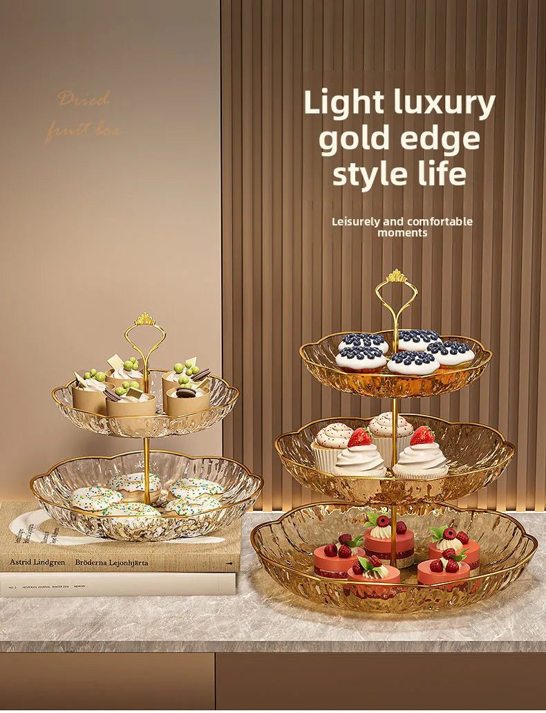 2/3 Tier Fruit Plate Stand Coffee Table Snack Tray Dried Fruit Dessert Plate Bar Counter Display Holder