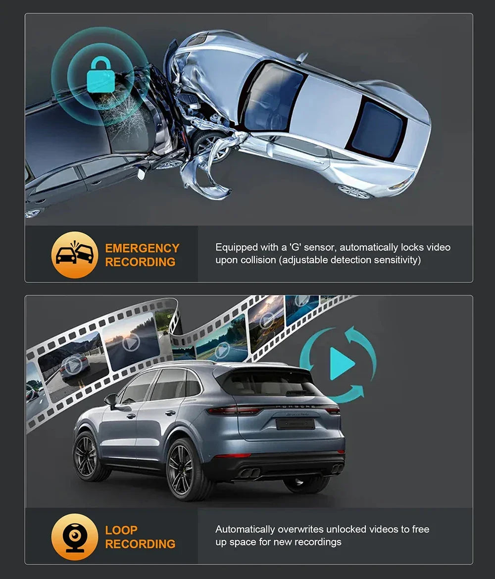 Dash Cam for Cars 4K Front and Rear Camera Car Dvr WIFI Car Camera for Vehicle Video Recorder Rear View Camera Parking Monitor - Evallys.com