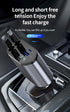 120W 4 in 1 Car Charger Retractable Car Cigarette Lighter Adapter USB Type C Fast Charger Cable For IPhone Xiaomi Huawei Samsung
