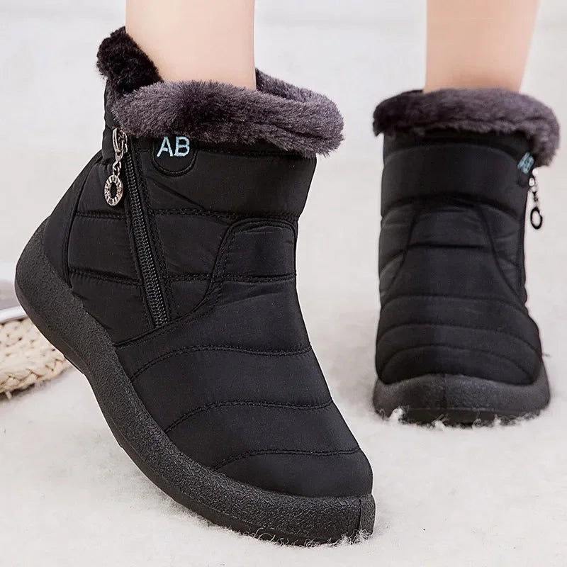 Women's Boots Women's Ankle Boots With Fur Winter Shoes Women Low Heels Winter Boots Snow Waterproof Botas Mujer Winter Footwear - Evallys.com