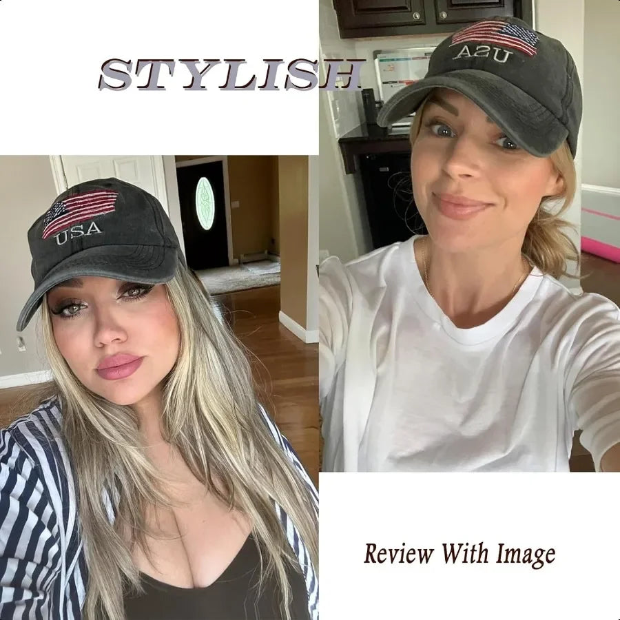 Retro American Flag Baseball Cap – Adjustable Unisex Trucker Hat - Evallys.com