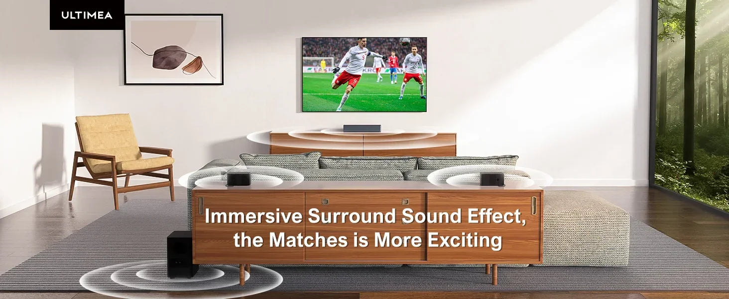 ULTIMEA 320W 5.1 Soundbar with Wireless Subwoofer & 2 Surround Speakers, 3D Surround Sound System Home Theater, APP Control - Evallys.com
