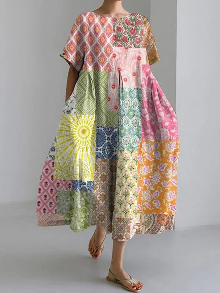 2024 Women’s Summer Fish Print Dress – Casual Loose Mid-Calf Dress - Evallys.com