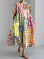 2024 Women’s Summer Fish Print Dress – Casual Loose Mid-Calf Dress - Evallys.com