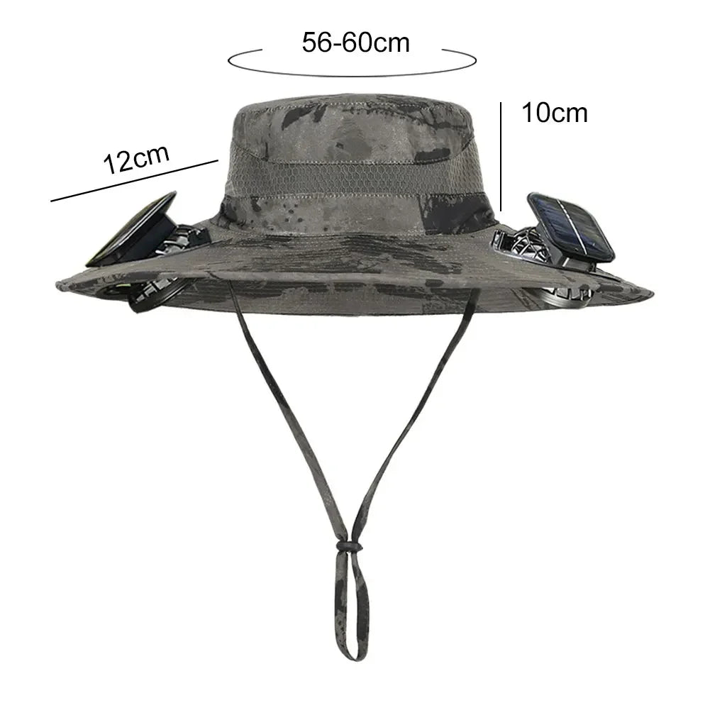 Solar Powered UV Protection Hat – Fan Cooling Wide Brim Cap - Evallys.com