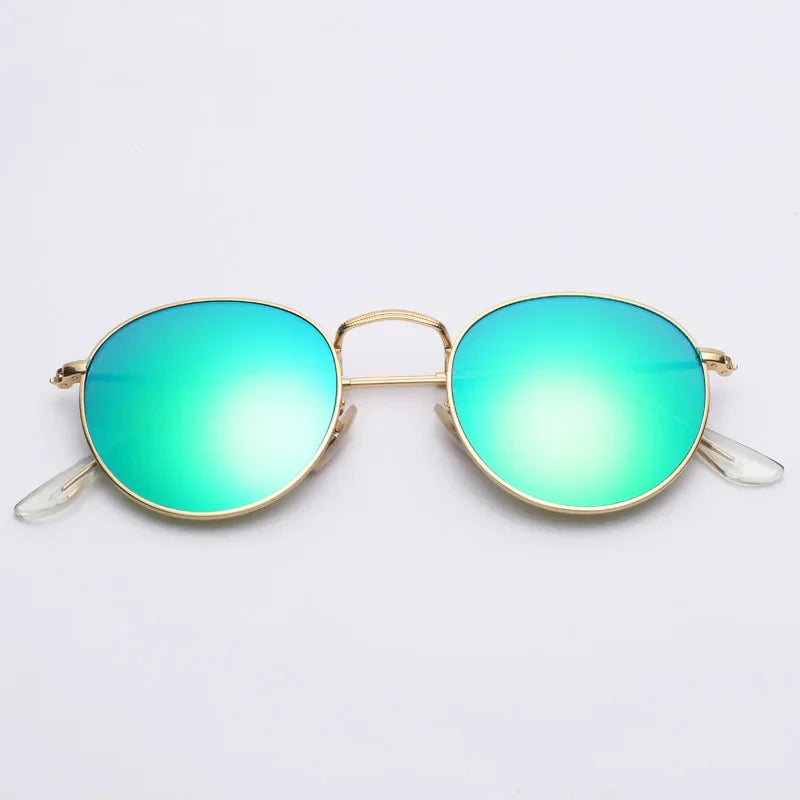 Fashion Sunglasses Men Women Eyeglasses Goggles Eyewear Shades Top Quality Round Metal Glass Lenses UV400 Sun Glasses - Evallys.com