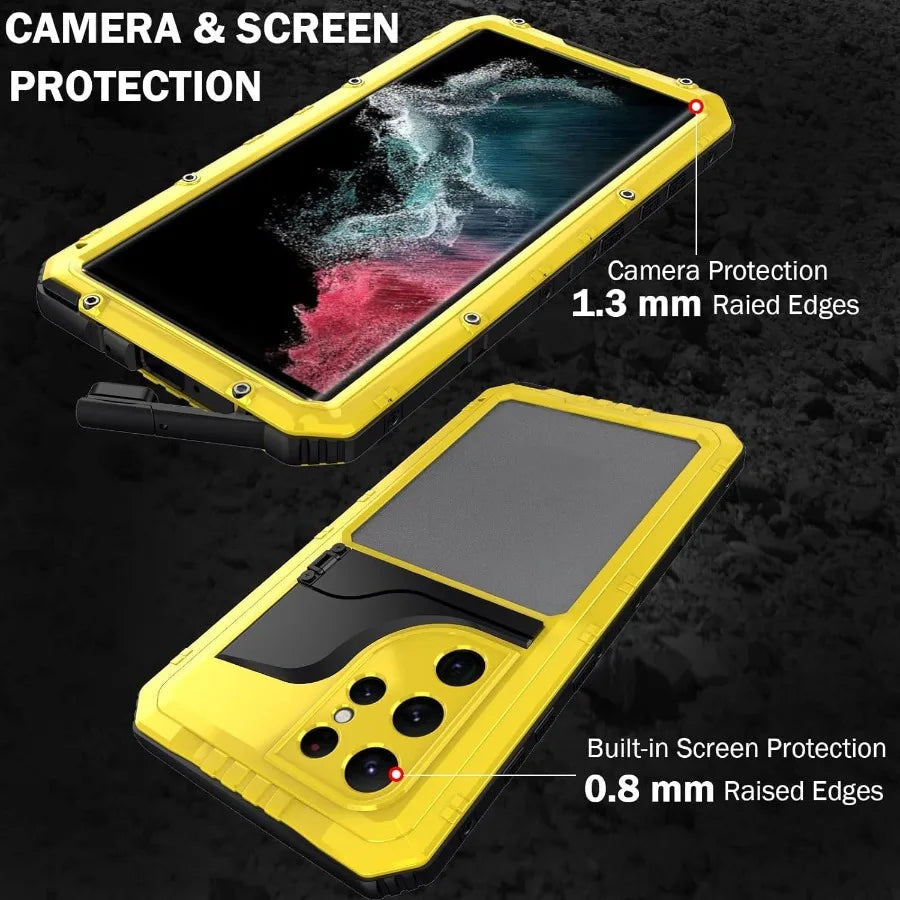 For Samsung S23 S22 Ultra S22 Plus IP68 Aluminum Metal Waterproof Phone Case Heavy Duty Screw Bumper Shockproof Cover Bracket - Evallys.com # #