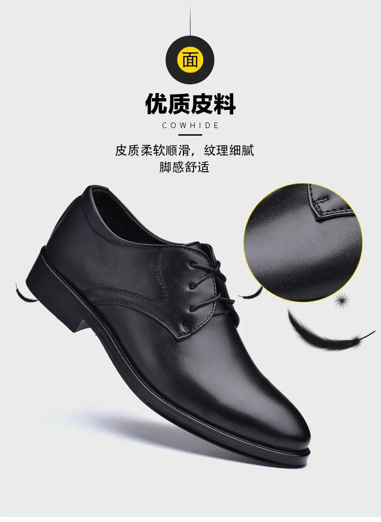 Men Dressing Shoes Formal for Men's Casual Shoe Leather Social Wedding Designer Pointed Toe Black Office Winter Shoes Brand 2023 - Evallys.com