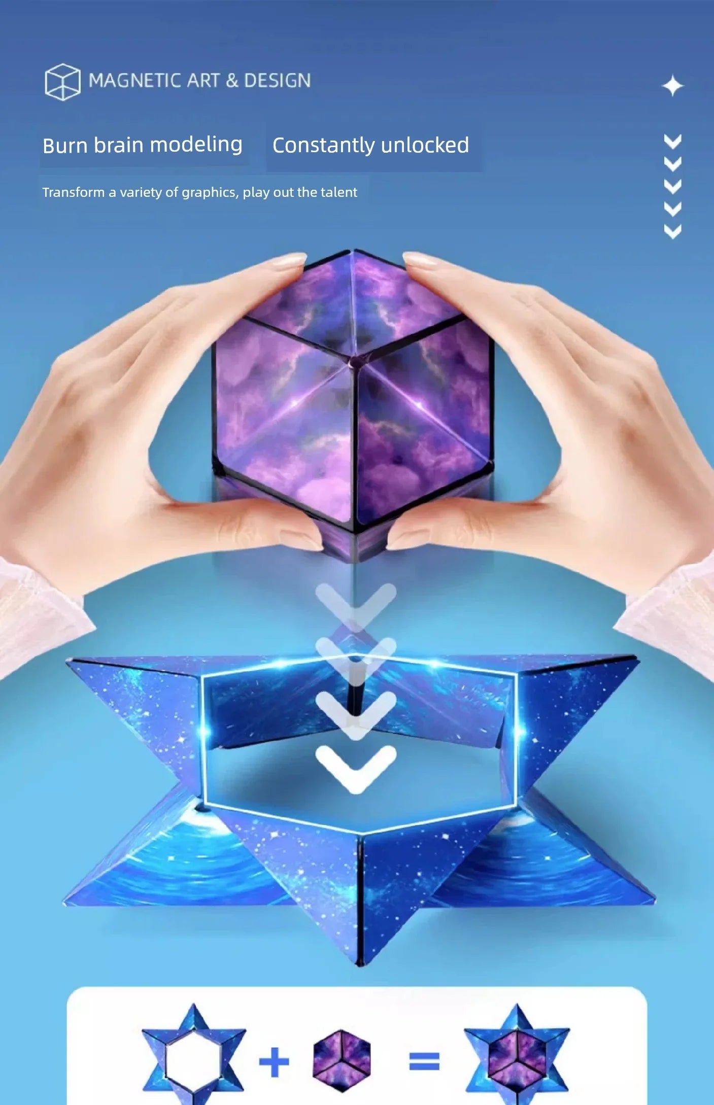 Variety Magnetic Cube Infinite Flip Deformation 3D Geometric Three-Dimensional Thinking Training Kids Educational Toy Boy - Evallys.com