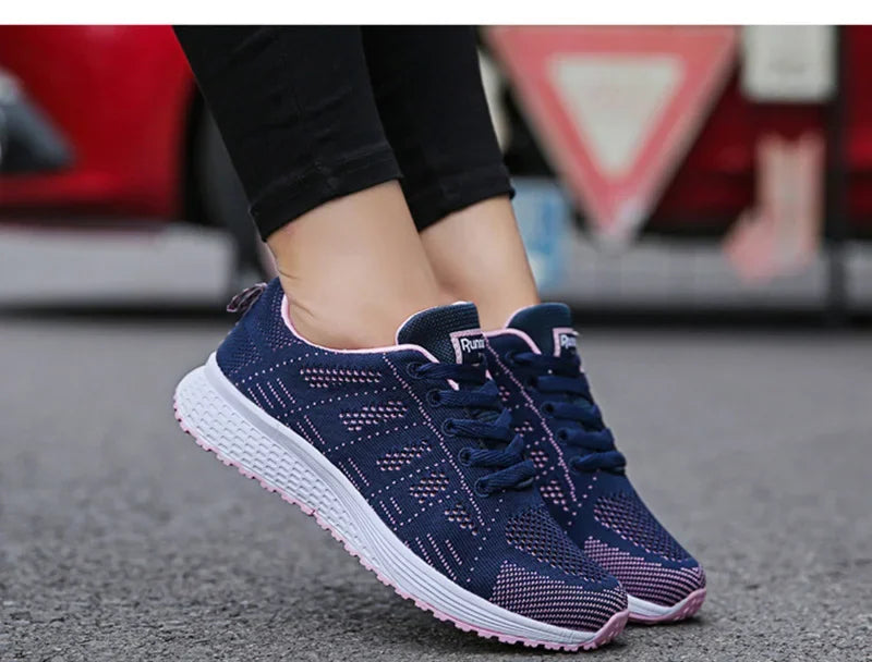 Women Casual Shoes Fashion Breathable Walking Mesh Flat Shoes Sneakers Women 2021 Gym Vulcanized Shoes White Female Footwear - Evallys.com