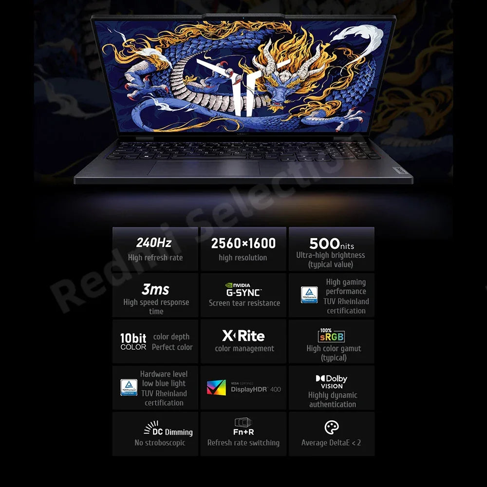 Lenovo Legion Y9000P 2024 E-sports Gaming Laptop Intel Core i9-14900HX RTX 4060/RTX 4090 16 inch 2.5K 240Hz Game Notebook PC - Evallys.com
