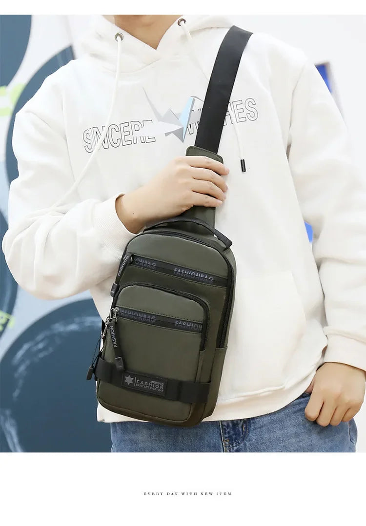 Men’s Chest Bag – Large Capacity Nylon Crossbody Travel Shoulder Bag - Evallys.com