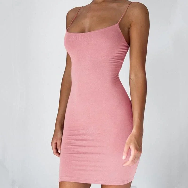 Summer Spaghetti Strap Bodycon Mini Dress – Sexy Clubwear 2025 - Evallys.com