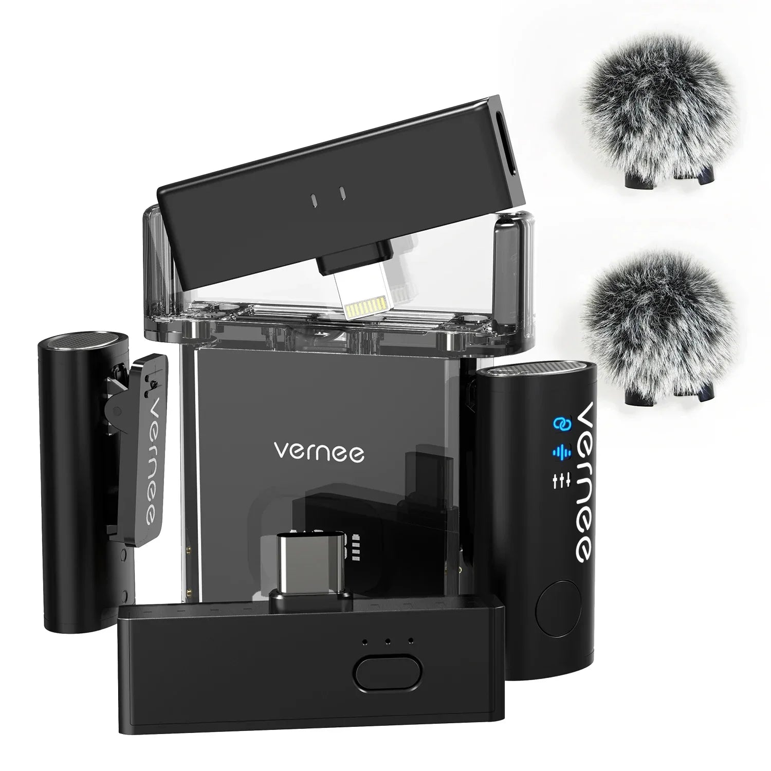 vernee V10 Wireless Lavalier Microphone 60M Noise Cancellation Vlog Short Video Recording Mini Mic for iPhone/Android - Evallys.com