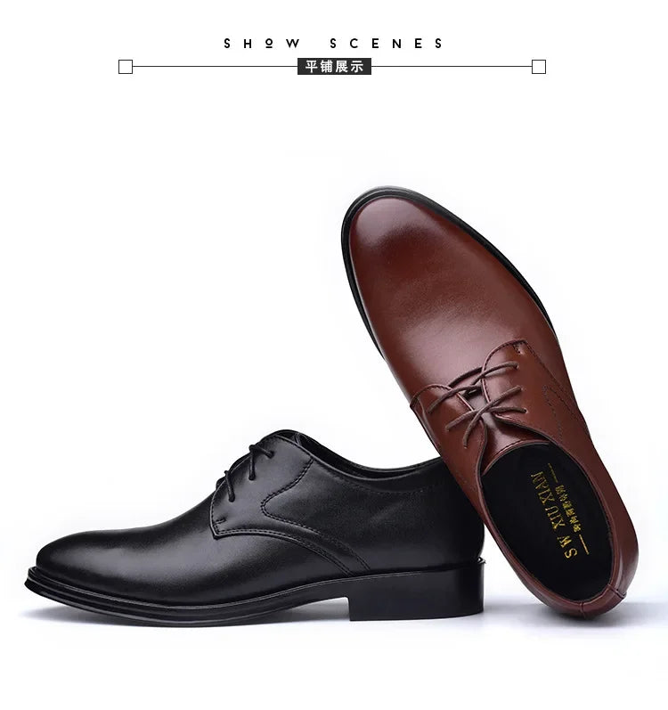 Men Dressing Shoes Formal for Men's Casual Shoe Leather Social Wedding Designer Pointed Toe Black Office Winter Shoes Brand 2023 - Evallys.com