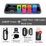 10 Inch Mirror Camera for Car Touch Screen Video Recorder Rearview mirror Dash Cam Front and Rear Camera Mirror DVR Black Box - Evallys.com