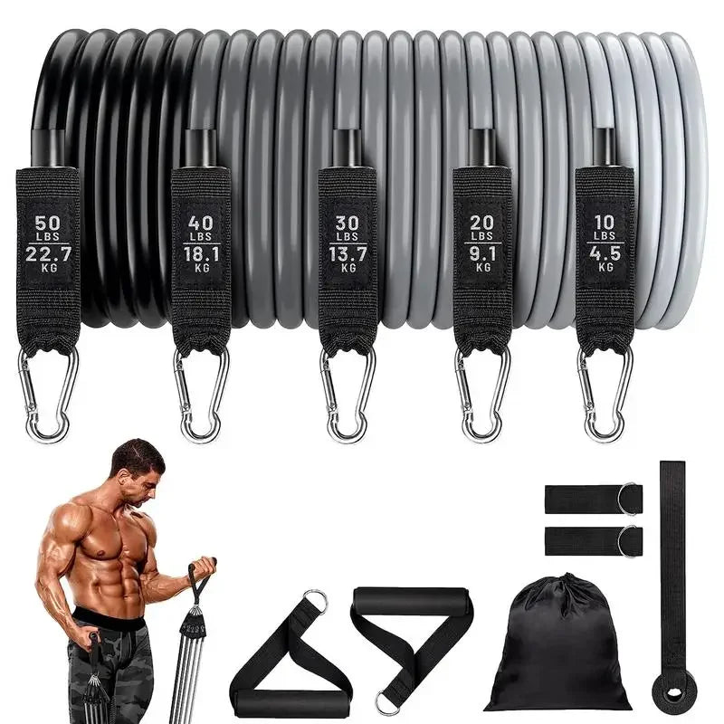 Workout Bands Set 11pcs Elastic Workout Bands Elastic Bands For Strength Training For Men And Women Workout Equipment - Evallys.com