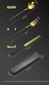 3 Pcs Dinnerware Set Stainless Steel Eco-friendly Spoon Fork  Chopsticks Travel Metal Cutlery Set Portable