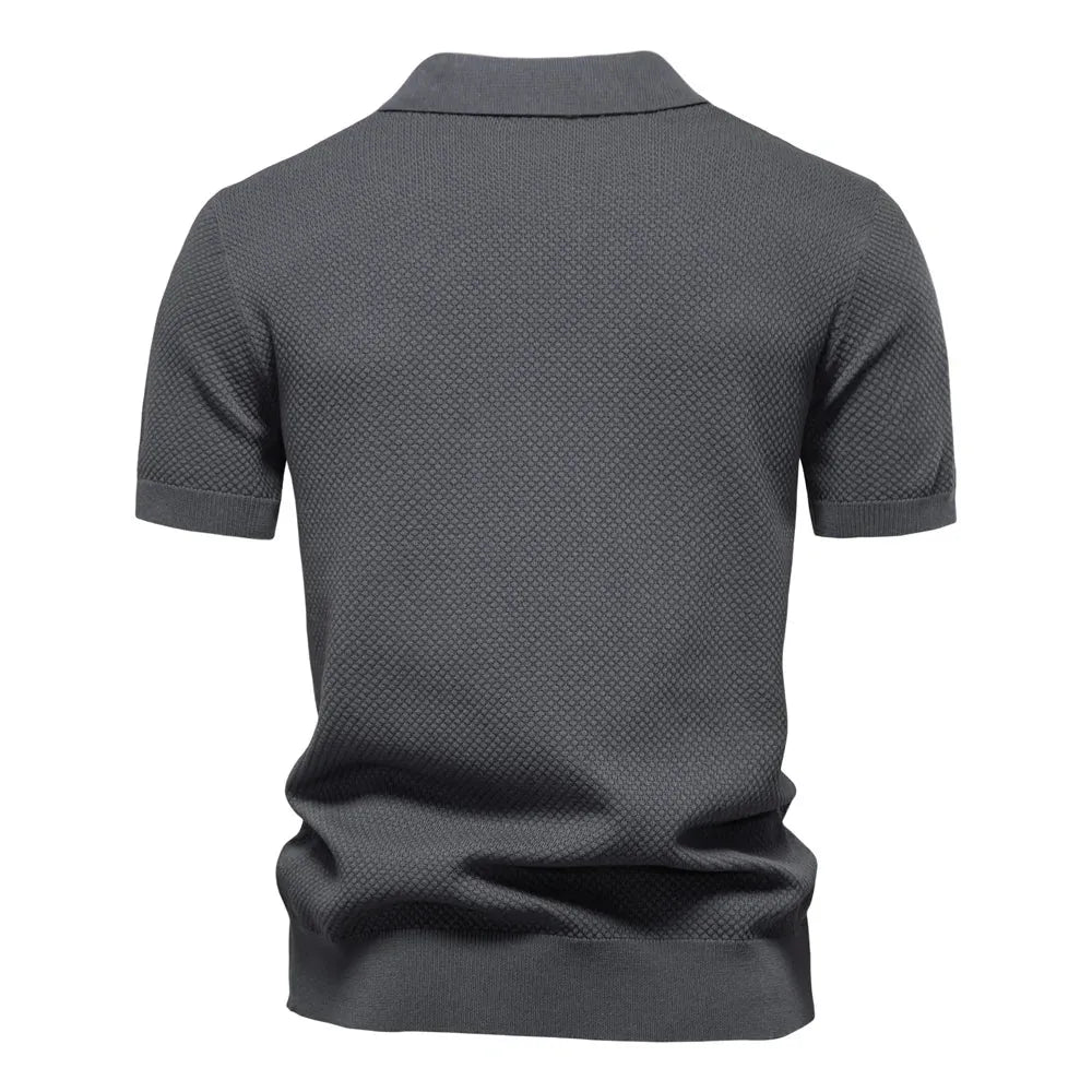 AIOPESON Men's Summer Breathable Polo Shirt Short Sleeve Solid Color Casual Polo Shirts for Men Lightweight Stretch Polo ﻿ - Evallys.com