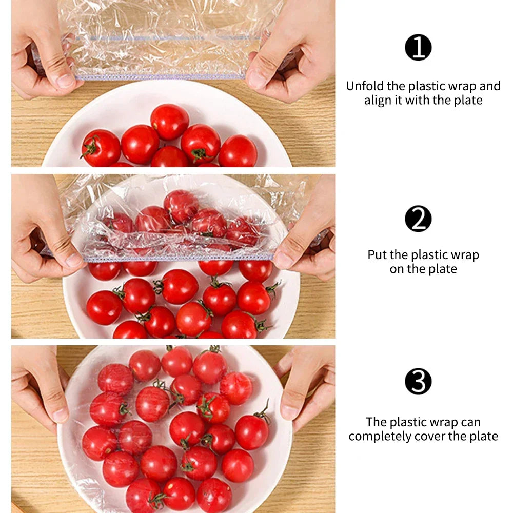 100-1000pcs Colorful Disposable Food Cover Saran Wrap Bowl Cover Food Grade Fresh-keeping Bag Kitchen Storage Accessories
