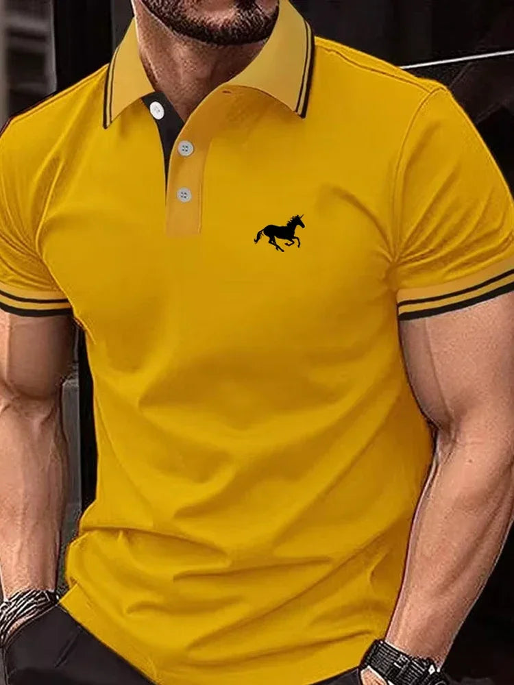New Men's T-shirt Classic Short sleeved Polo Shirt Summer Top Casual T-shirt Button Lapel Super Large S-3XL Casual Polo Shirt - Evallys.com