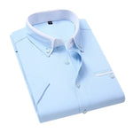 TFETTER Summer Business Shirt Men Short Sleeves Button Up Shirt Turn-down Collar Casual Shirts Mens Clothing Plus Size 5XL - Evallys.com