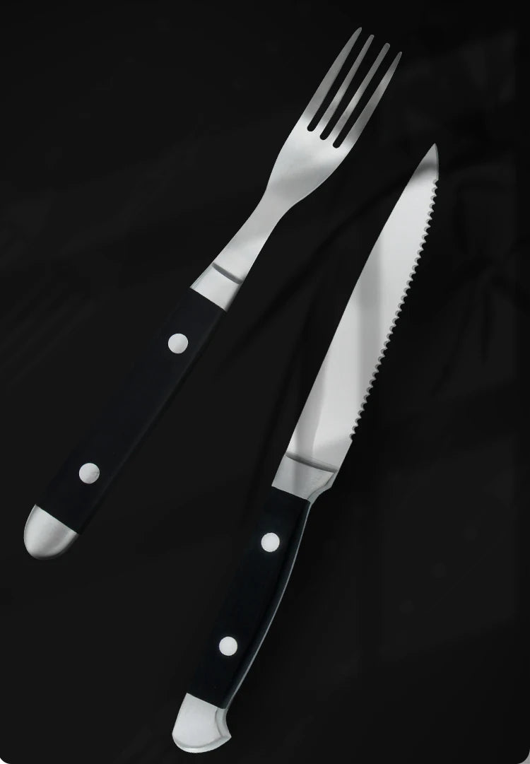 4/6/8p Beef Steak Knife And Fork Set Stainless Steel Highly Polished Handles High Quality Home Hotel Steak Restaurant Tableware