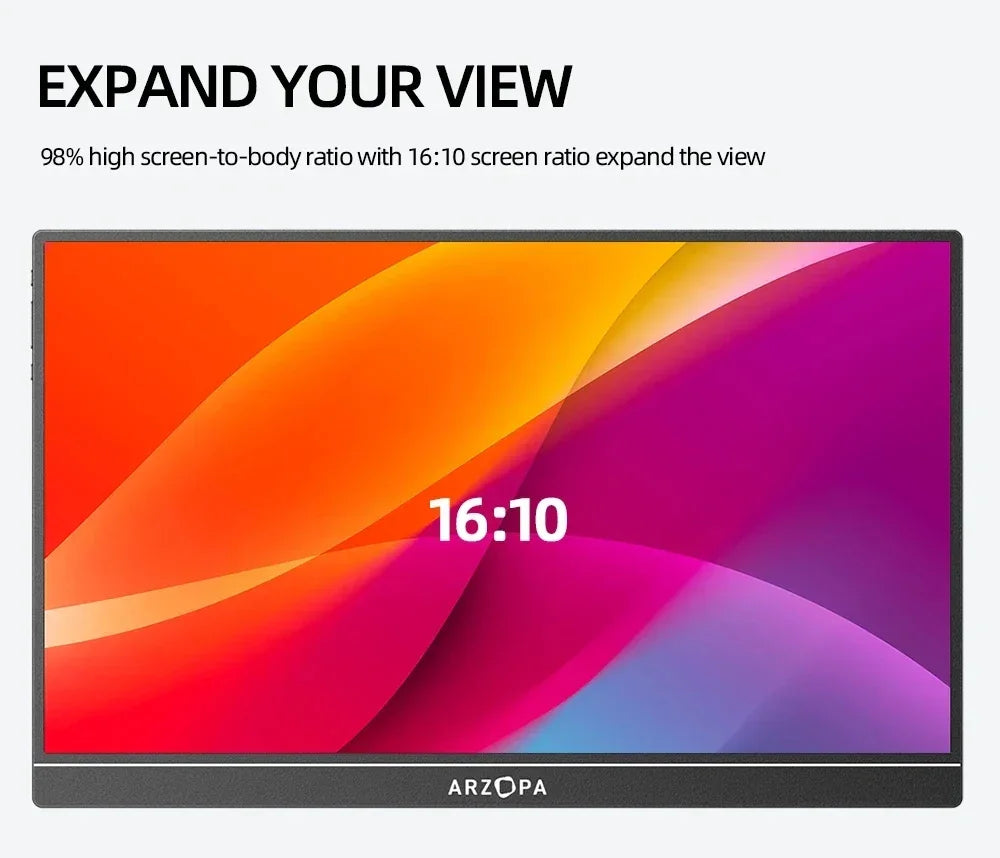 ARZOPA 16inch 2K Portable Monitor 16:10 IPS Screen with type-c mini hdmi Second Display for MAC/Laptop/PC/Xbox/PS4/5/Switch,Z1RC - Evallys.com