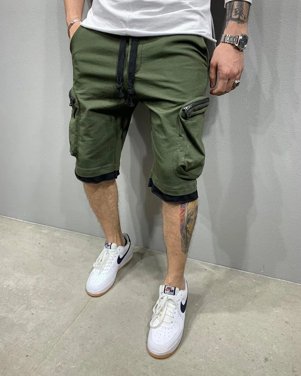 Mens Summer Cargo Shorts Cotton Workout Fitness Shorts Breathable Jogger Training Gyms Bodybuilding Multi Pocket Yellow Shorts - Evallys.com